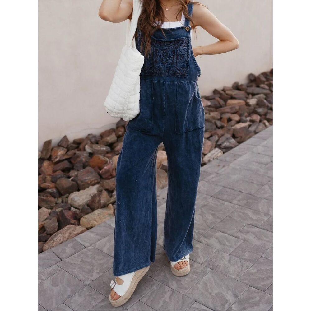J.Her Mineral Wash Patch Pocket Jumpsuit Size L